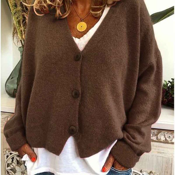 

women designers clothes 2020 fashion joining wholesale long sleeve single-breasted loose type v-neck pure color women blouses cardigan, White