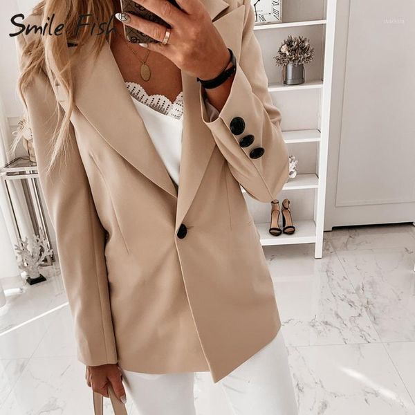 

notched single button blazers women long sleeve elegant jackets office business slim autumn winter blazer coats outerwear g17931, White;black
