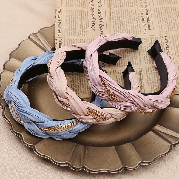 

europe and america fashion popular headband metal chain letters print candy color headbands charm ladies wide edge hair accessories, Black;brown