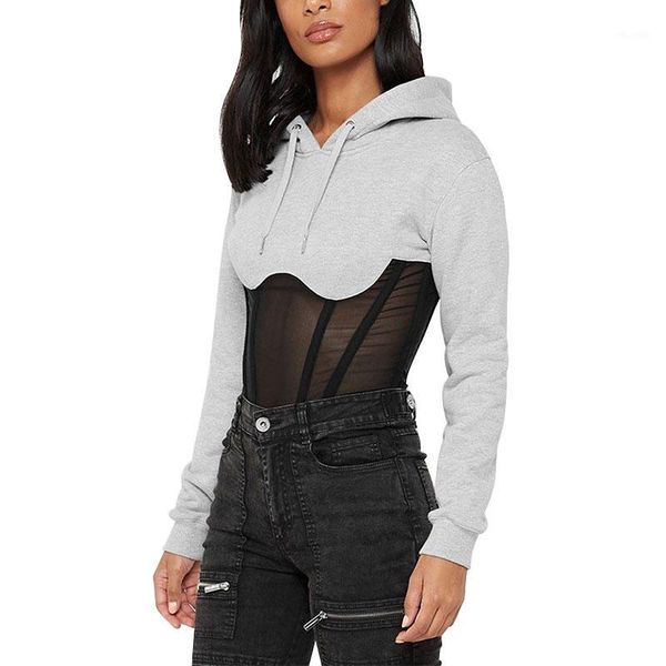 

womens pullover sweatshirts long sleeve autumn 2020 black/gray mesh see-through lace striped patchwork hoodies casual hoody1