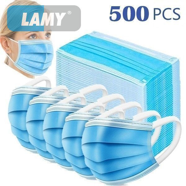 

500pcs 3-ply soft disposable elastic face nonwoven breathable dust mask