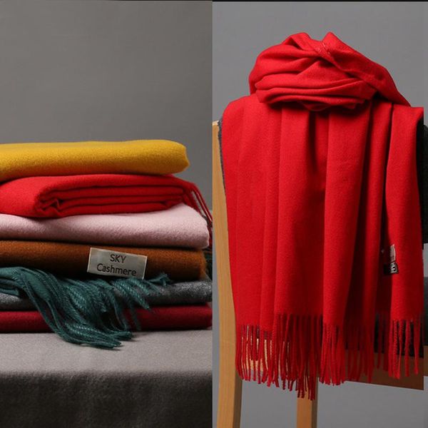 

scarves 250g sky cashmere 2021 winter solid scarf luxury women artificial soft travel blanket wraps, Blue;gray