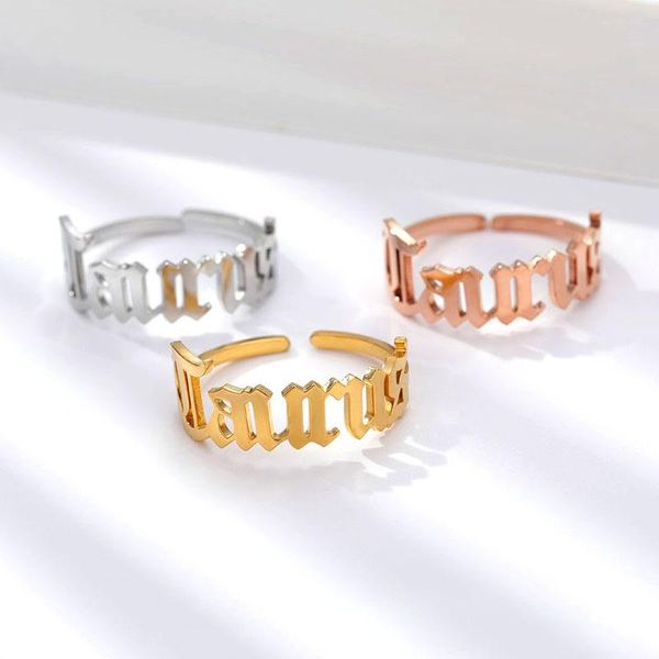 

знак зодиака из нержавеющей стали для женщин мужские золотые серебро цвет открытый мужской женский двенадцать созвездие кольцо мода ювелирны, Silver