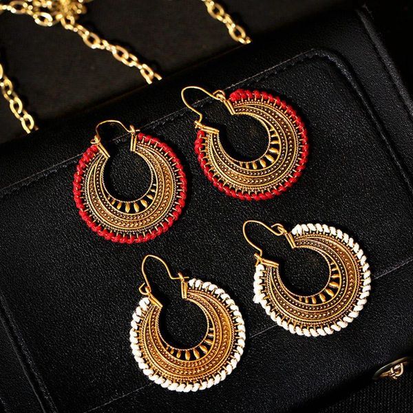 

dangle & chandelier vintage bohemian hollow out big round circle drop earrings for women pendientes jhumka gypsy tribal jewelry party gifts, Silver