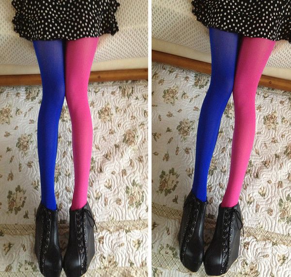 

women solid patchwork tights stretchy pantyhose stockings elastic stocking, Black;white