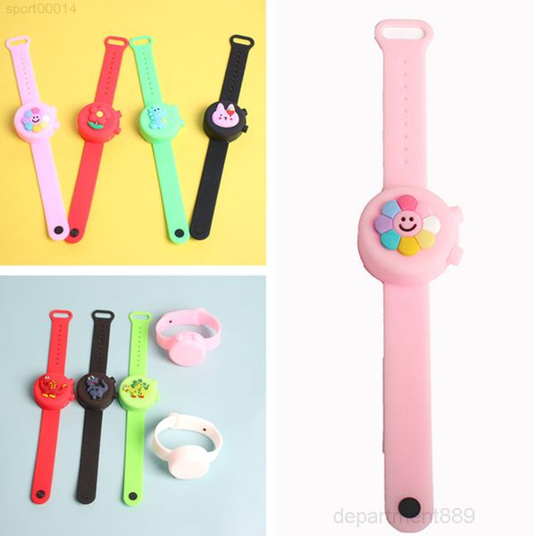 

a-hand cartoon silicone sanitizer dispenser bracelet wearable disinfect wristband with 10ml empty bottle owb2287