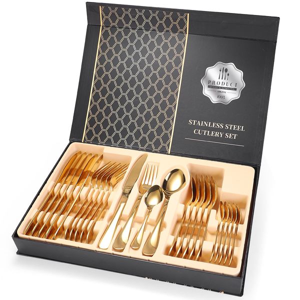 

stainless steel tableware set 24 pieces gifts dinnerware knife fork spoon set gift box tableware cutlery set kicthen accessories vt1835