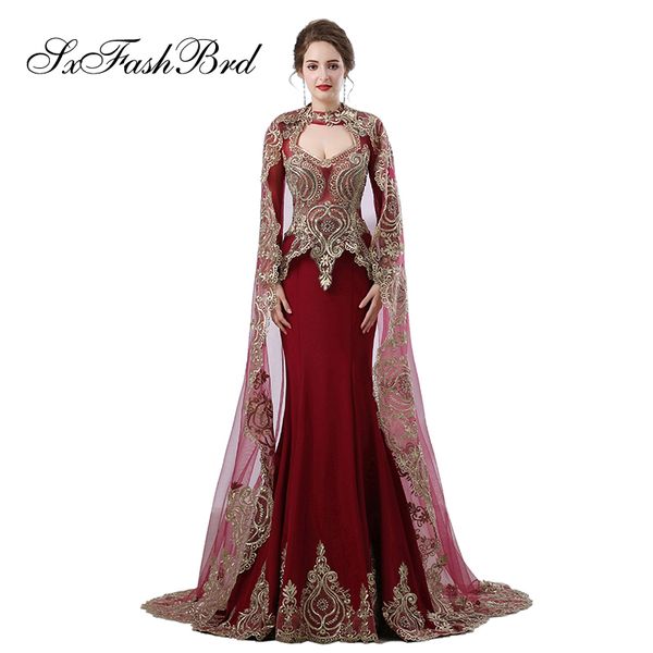 

fashion elegant girls dress o neck long sleeves with shawl mermaid satin long party formal evening dresses for women prom dress gowns, Black;red