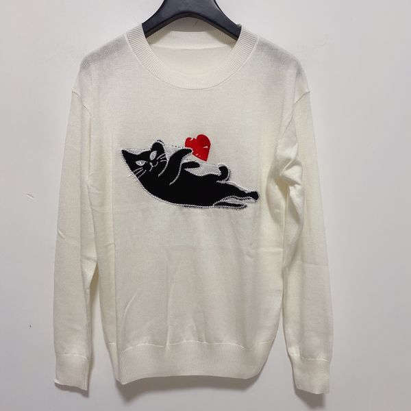 

1120 бесплатная доставка 2020 осенний бренд такой же стиль регулярные длинные рукава экипаж шеи белый кинт свитер женская одежда sh, White;black