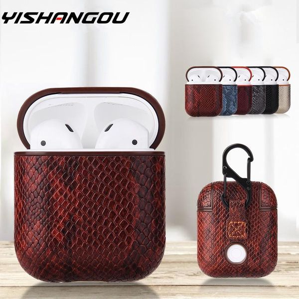

snake skin bag case for apple airpods bluetooth wireless earphone leather case for air pods funda cover charging box cases