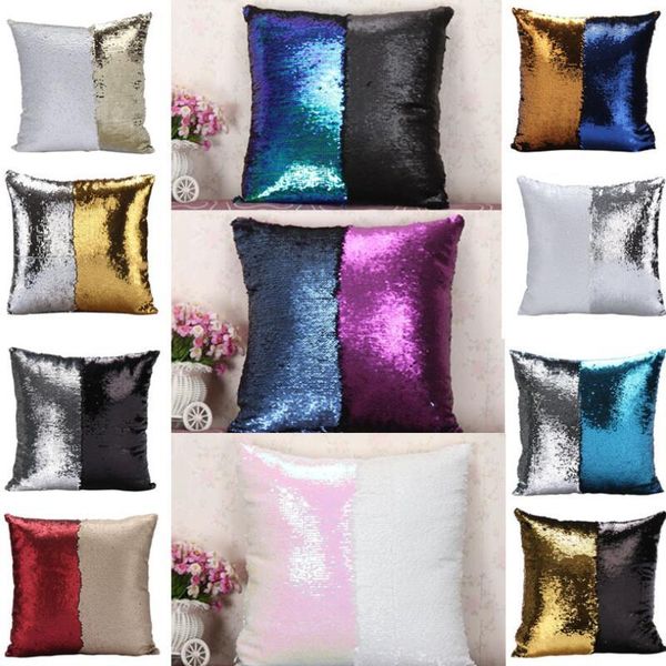 

sublimation mermaid cushion sequin pillow cover throw decorative pillowcase change color gifts for girls bed2658