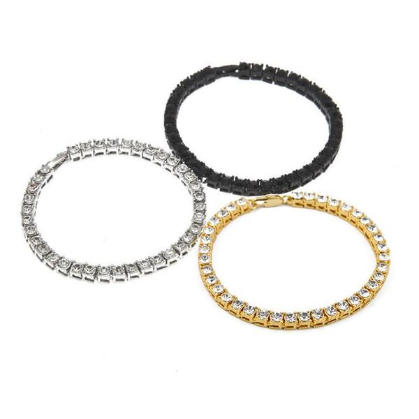 

karopel 3 color 8inch chains men hip hop bracelets iced out shining cubic zirconia tennis men's bling bling crystal wmtefd, Black