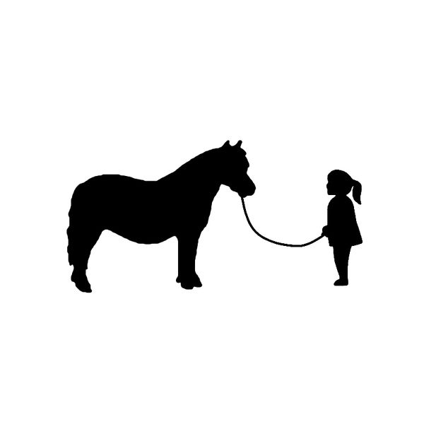

17.5cm*9cm funny girl walking mini horse car sticker decal black silver vinyl accessories c15-3328