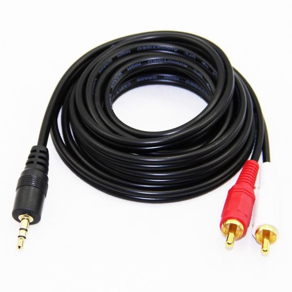 Позолоченное покрытие 3,5 мм стерео Джек мужчина до 2 RCA мужской аудио кабель для динамиков усилитель 1,5 м 3 м 5 м 10 м 20 м