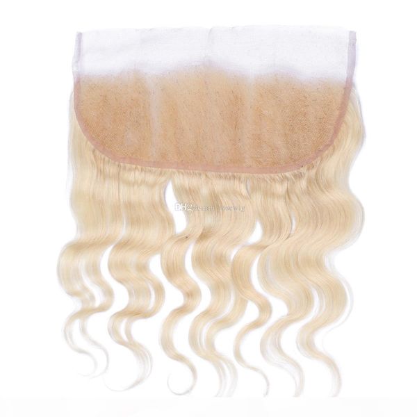 

peruvian human hair #613 bleach blonde lace frontal closure 13x4 middle three part blonde full lace frontal, Black;brown