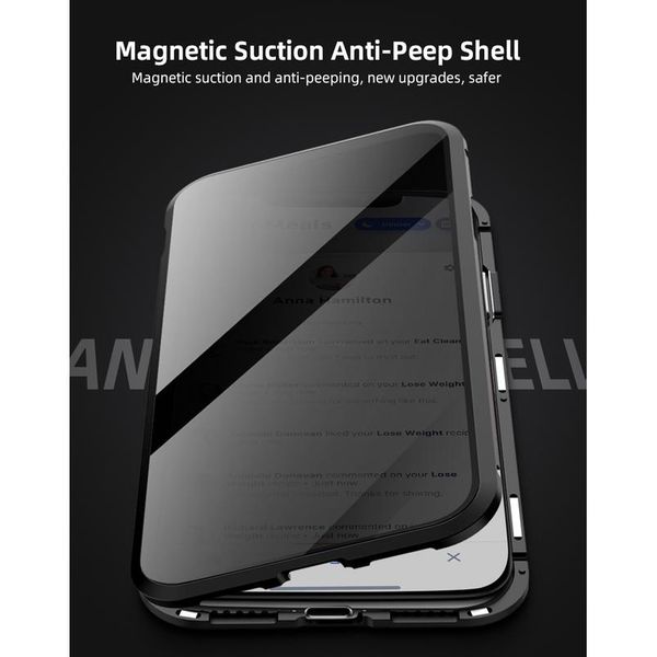 

anti privacy 360 degree magnetic adsorption glass case for iphone 12 11 xr x xs 7 8 plus 6 6s wmtfbm