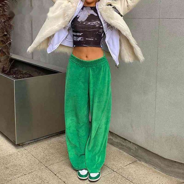

Green Loose Wide Leg Pants Women Casual Autumn Sport Oversized High Waist Y2k Vintage Fashion Trousers, Black;white