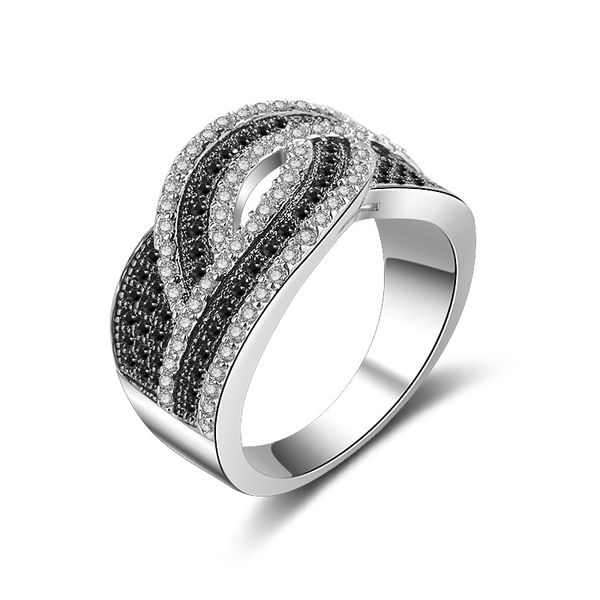 

luxury high grade designer new diamond inlaid full diamond color separation ring european and american popular micro inlay ring accessories, Silver