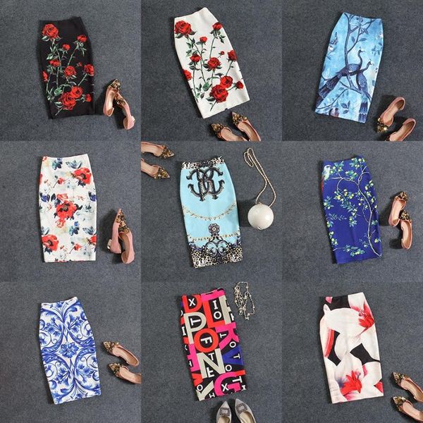 

saia longa skirts womens time-limited cotton none 2021 summer women skirt new roses high waist pack hip print female, Black