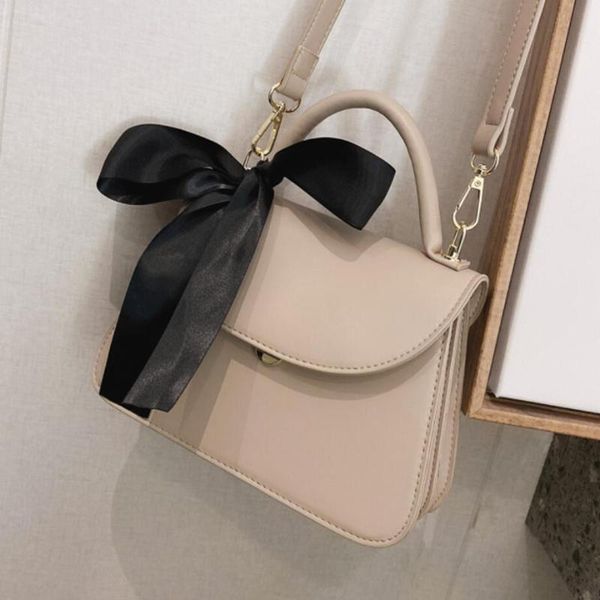 

elegant female ribbon tote bag 2020 fashion new pu leather women's designer handbag small shoulder messenger bag