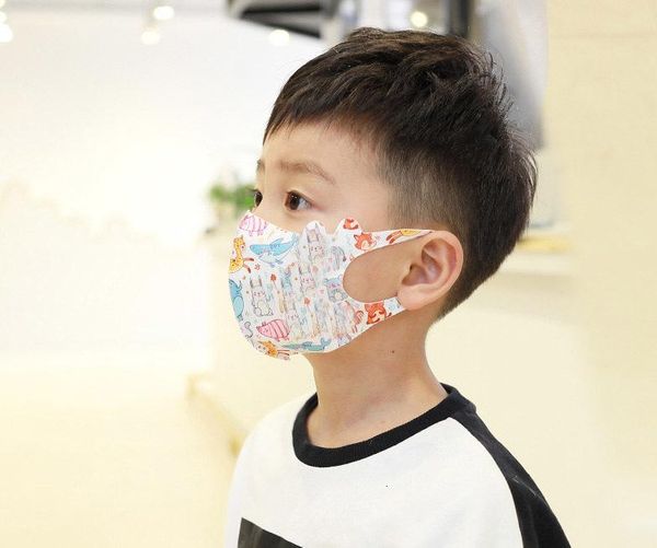 

designer ice silk earloop reusable boys girls kids anti-dust masks mouth breathable cartoon washable protective face children hh9-3134 vexd