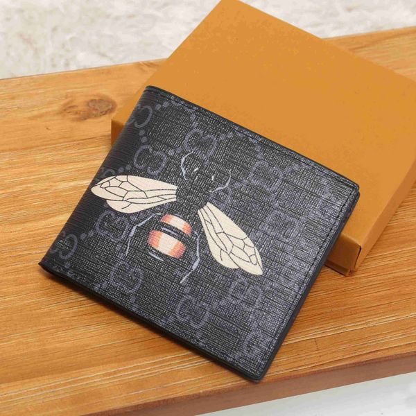 

men animal short wallet leather black snake tiger bee wallets women long style purse wallet card holders with gift box, Red;black
