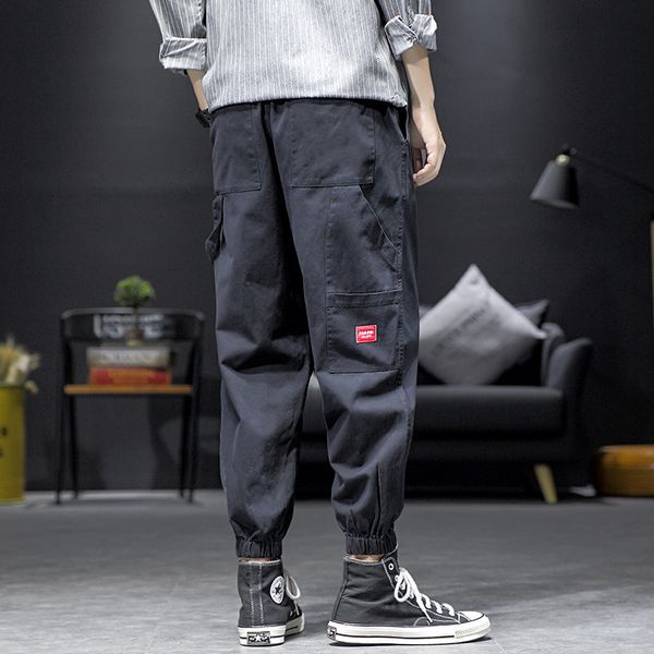 

overalls brand harem teenagers korean fashion capris men's casual pants, Black