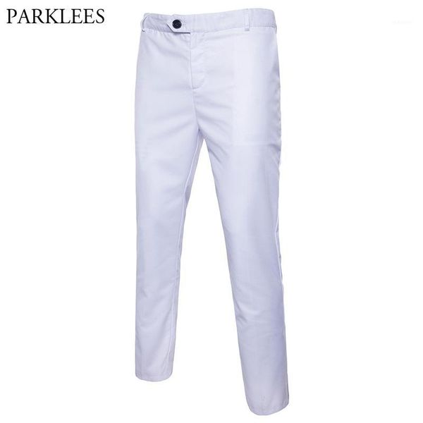 

white slim fit straight dress pants men 2019 new formal business trousers male flat front casual wedding groom suit pants male1, Black