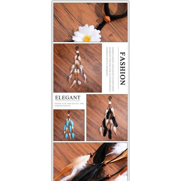 

haimeikang bohemian elastic hair bands girl feather headband headpiece weaving hair accessories hair rope gum rub qylsjk