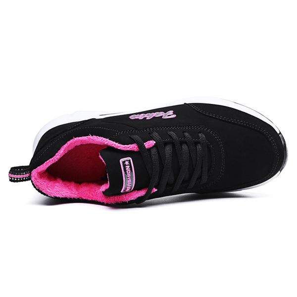 

2020 new winter slippers for in stuffed black leather platform sport casual shoes basket women, Black;brown