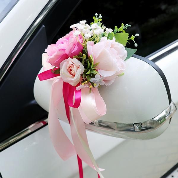

decorative flowers & wreaths europe wedding car silk door handle rose rearview mirror garnish artificial wreath fake flower plants