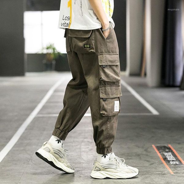 

men's overalls trendy loose casual pants spring and autumn new multi-pocket fashion brand men's trousers long trousers1, Black