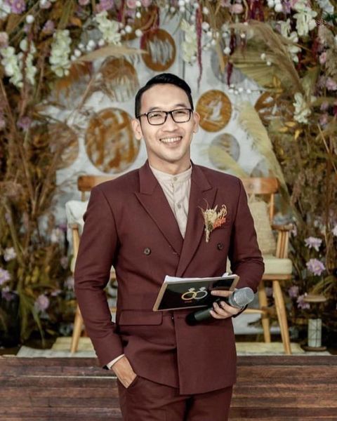 

2020 burgundy 2 pieces blazer+pants suit sets men fashion solid slim wedding set vintage stage host classic blazer1, White;black