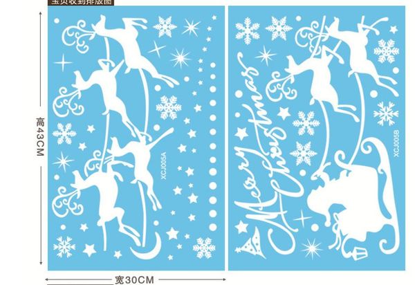 

рождественские украшения снежинки для дома санта-клаус олень рождественская елка стена наклейки наклейки подарок украшения новогодний декор