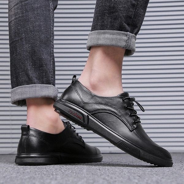 

mens casual genuine leather shoes fashion brogue shoes outdoor breathable elegant leisure oxford male shoes soft #x34q