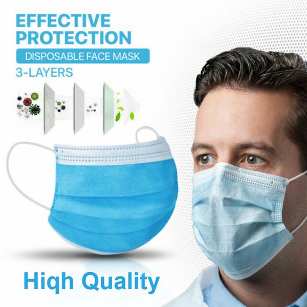 

3 ply disposable face masks pm2.5 breathing anti pollution protective care elastic mask blue dhl ing