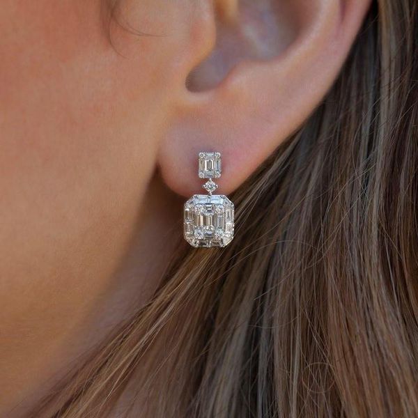 

sparking bling heart and arrow cz cubic zirconia wedding engagement band bridal gift earring, Silver