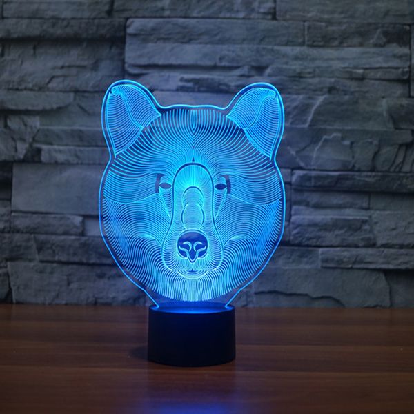 

2021 new animal bear 3d led deco night 7 color changing touch button usb lamp q9rg