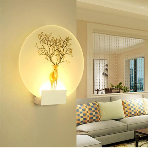 

deer mural led wall lamp 6w acrylic sconce light 110v 220v wall light for bedroom foyer hallway living room decoration lighting1