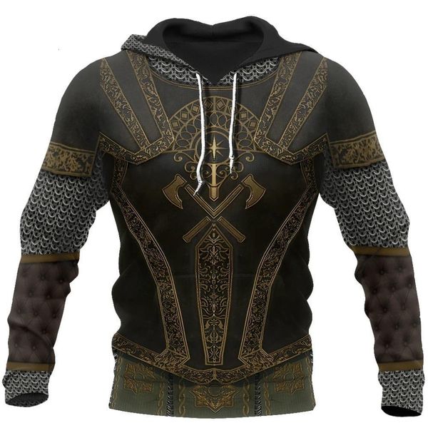 

3d all over printed medieval knight armor hoodie harajuku fashion hooded sweatshirt jacket cosplay zip hoodies 0031, Black