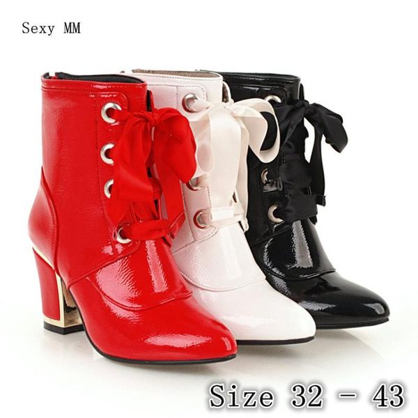 

Spring Autumn High Heels Women Ankle Boots High Heel Shoes Woman Short Boots Small Plus Size 32 33 - 40 41 42 43, Black