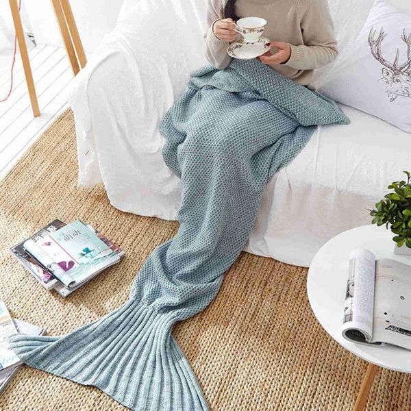 

mermaid tail blanket knitted crochet for childern super soft all seasons sleeping blankets 8 colors fashion style