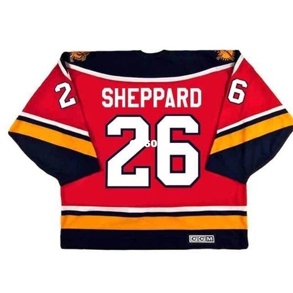 

real men real full embroidery #26 ray sheppard 1996 vintage hockey jersey or custom any name or number hockey jersey, Black
