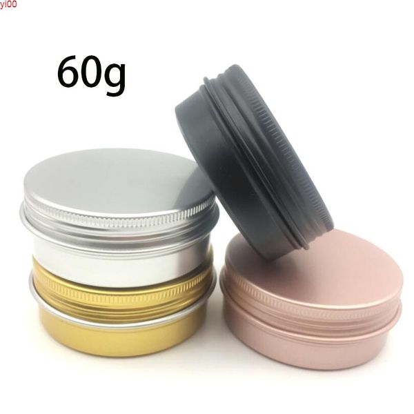 50pcs 60g frascos de alumínio 60ml rosa ouro preto metal prata lata 2oz recipientes cosméticos cosméticos Caixa de alumínio colorido ZKH91Actity