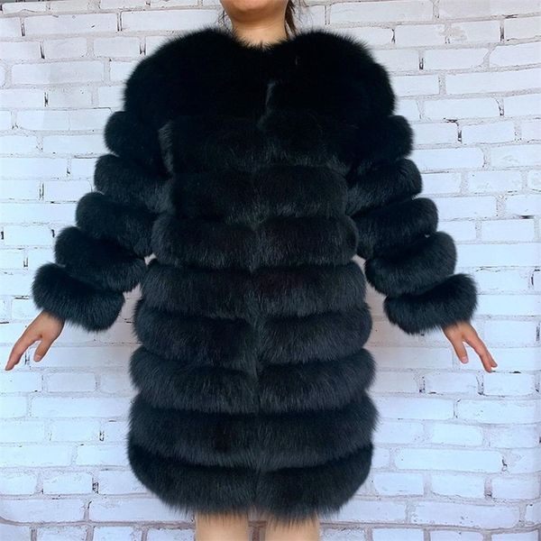 

2020 real fox fur coat women natural real fur jackets vest winter outerwear women clothes 201124, Black