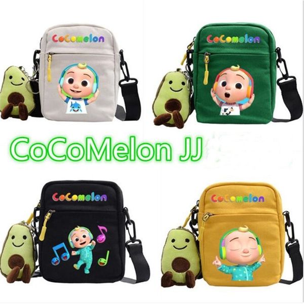 

28 styles cocomelon jj fanny pack bags kids cute cartoon crossbody with plush doll pendant key holder shoulder bag travel sport tote ly10291