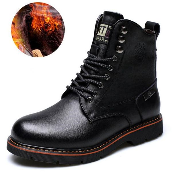 

100% cracked leather winter new products besides velvet meadow men's wear casual boots lb98, Black