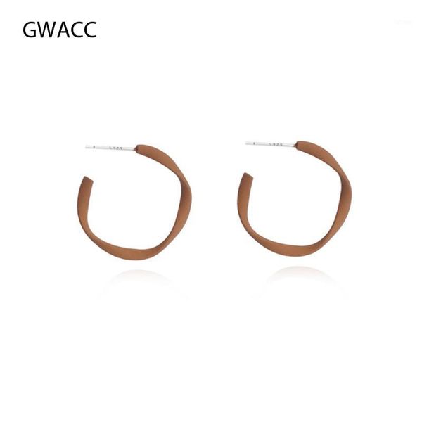 

gwacc 2020 korean design hoop earrings for women girls personality exaggerated round irregular earrings femininity simple design1, Golden;silver