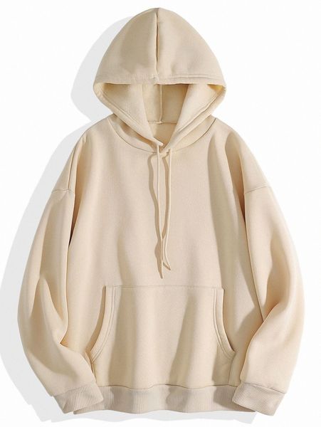 

kangaroo pocket drawstring thermal hoodie y6f9#, White;black