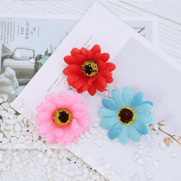 

10шт 5см silk sunflower для домашнего свадебного украшения аксессуары diy крышка рождественские венок фальшивые растения искусственные ромаш